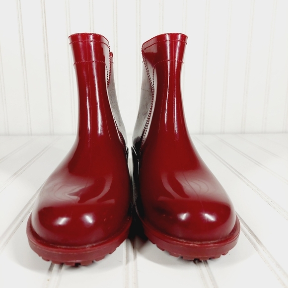 Mia Red Ankle Rain Heeled Boots A563 - Picture 3 of 13